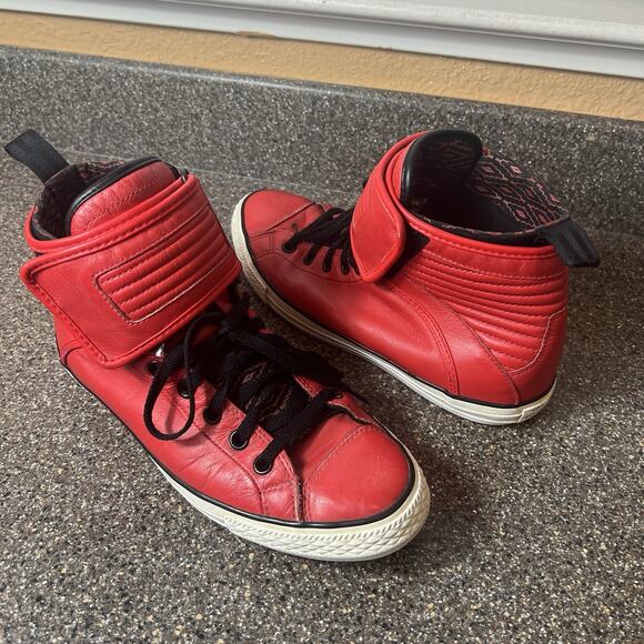 Converse All Star CT Hydro Leather High Top Red Black Mens Sz 9 Sneaker Women 11 - Picture 4 of 11